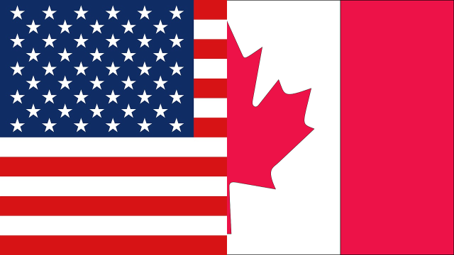 Canadian and American flags combined 